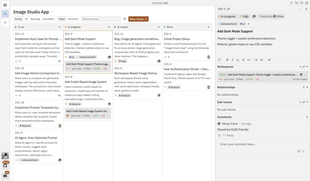 Vibe Kanban board